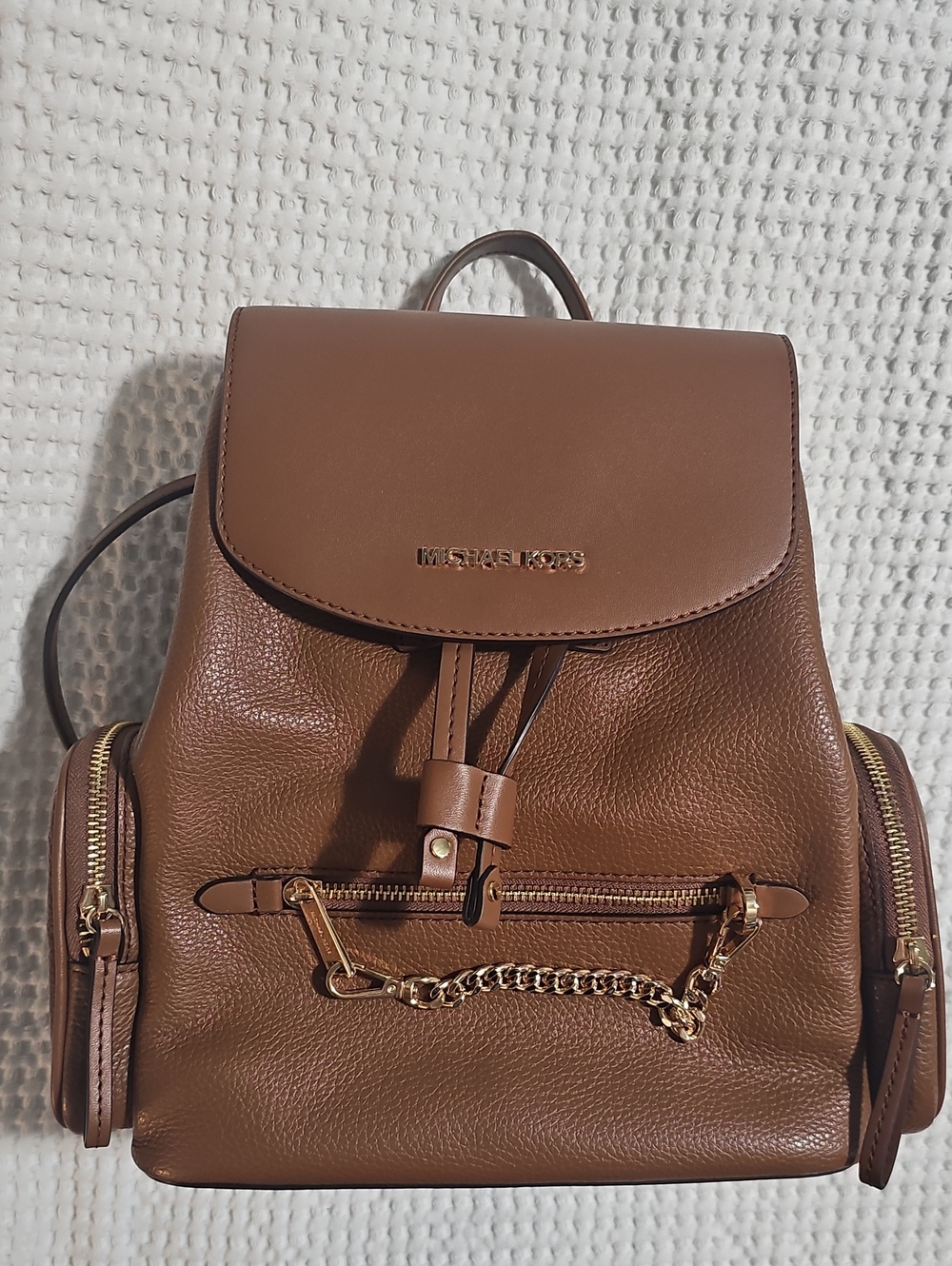 Michael Kors Jet Set Leather Backpack with Gold Chain